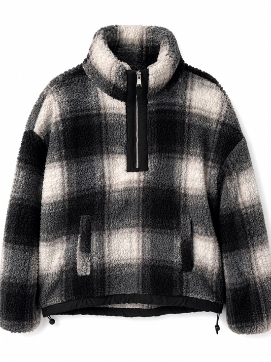 Abercrombie & Fitch Tops - Abercrombie & Fitch Soft A&F Sherpa Plaid Quarter Zip Pullover – M